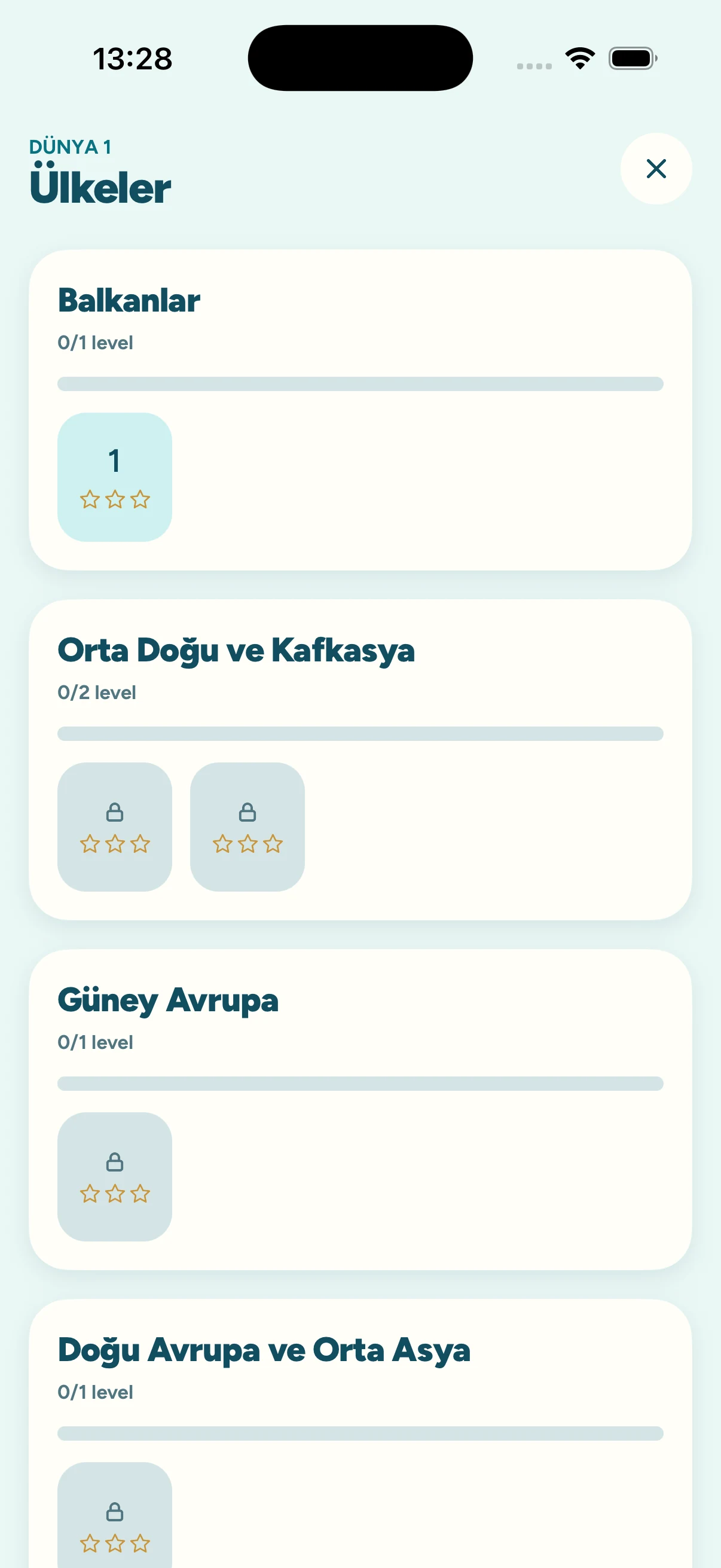 MapBop — Choose a region and level